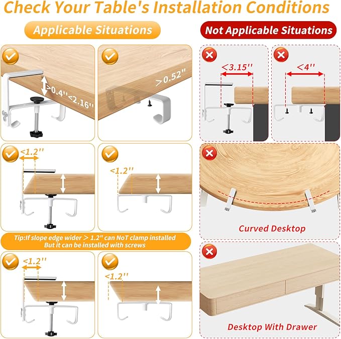 SUREUP9 No Drill Under Desk Cable Management Tray, Fabric Cable Management