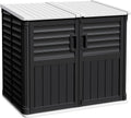 Devoko Outdoor Storage Shed, 34 Cu Ft Outdoor Storage Cabinet Without Shelf, Waterproof, Double Locks, Resin Storage for Trash Can, Garden Tools, Pool Supplies, Black