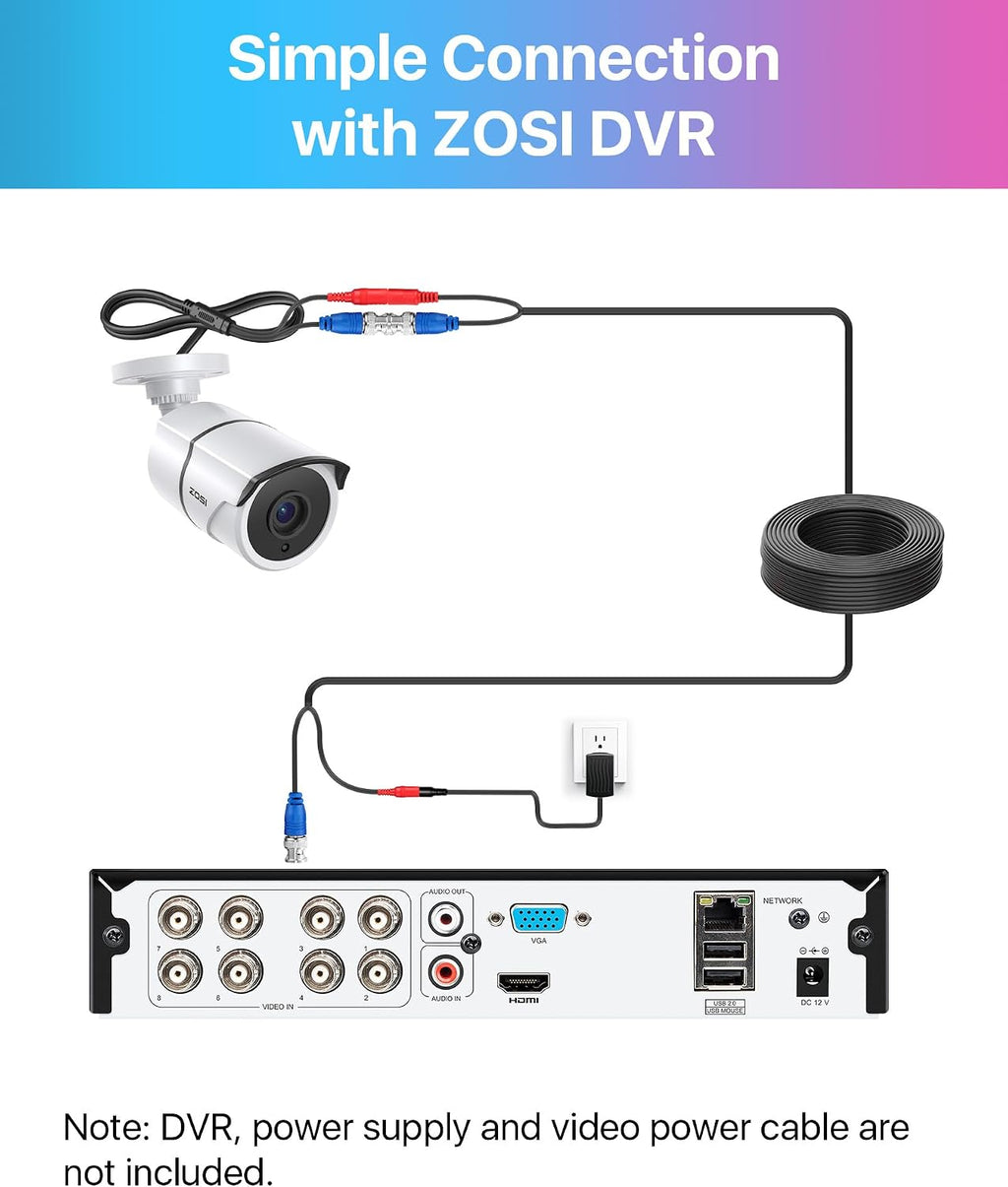 zosi 4 pack 2.0mp 1080p hd-tvi security cameras, side view