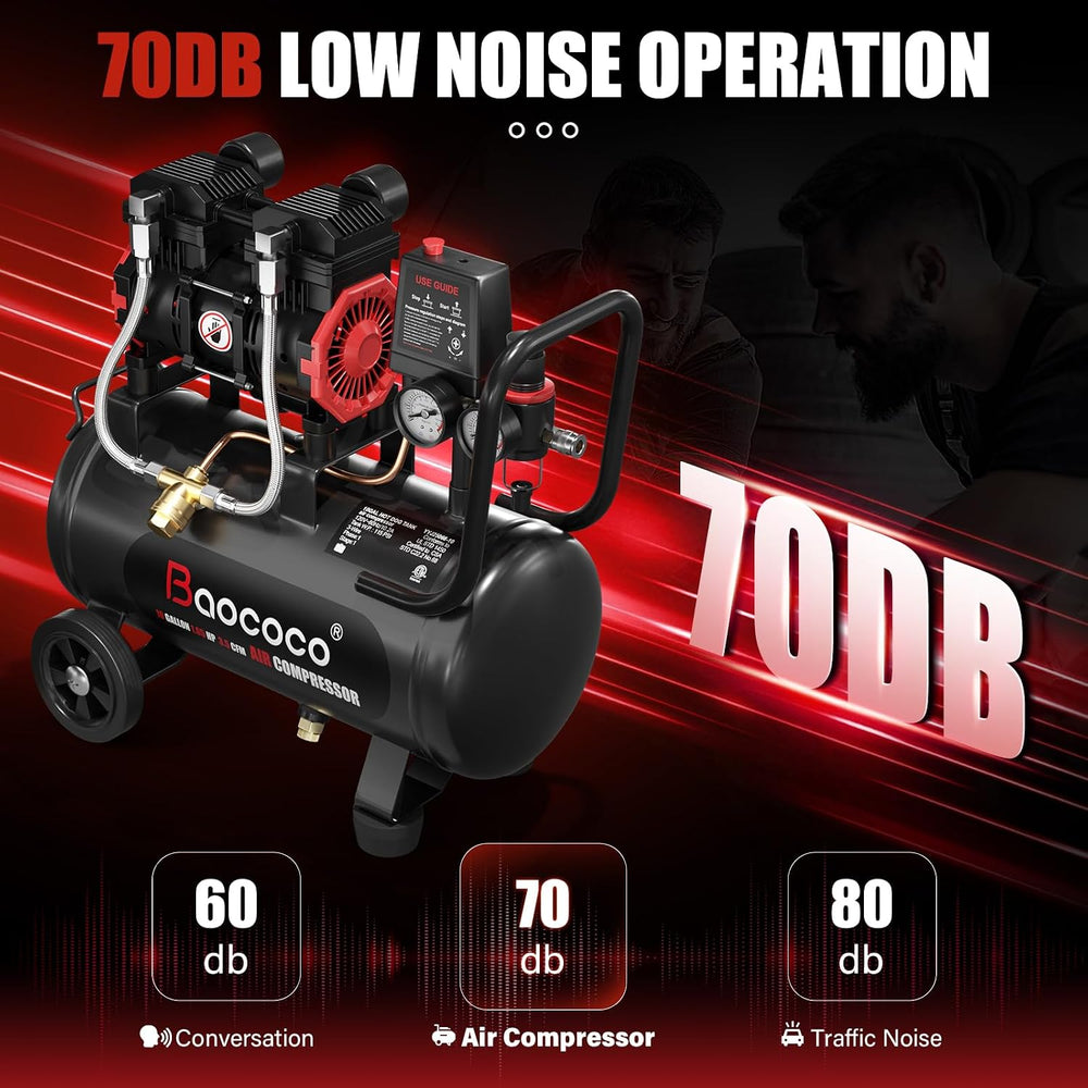 Portable Air Compressor with 10 Gallon Steel Tank, 1.65 HP 3.5 CFM @ 90 PSI