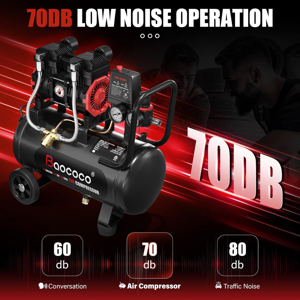 Portable Air Compressor with 10 Gallon Steel Tank, 1.65 HP 3.5 CFM @ 90 PSI