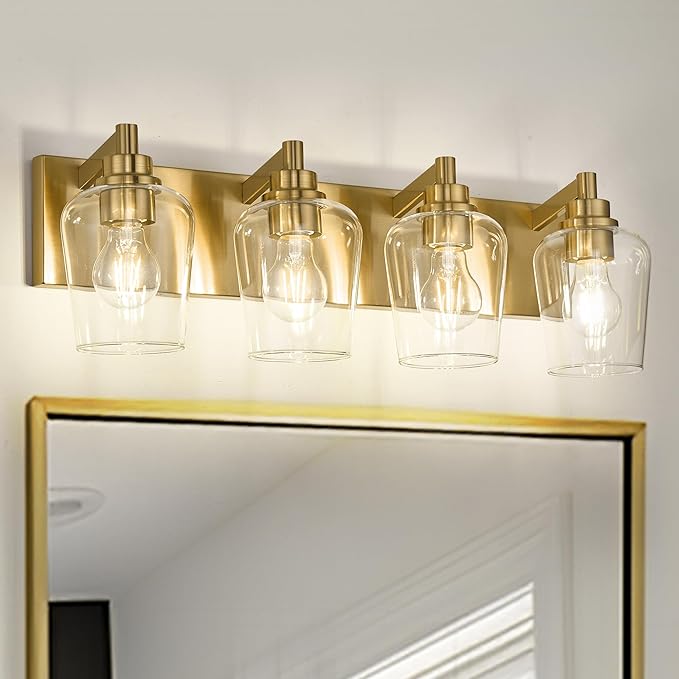 METWET Bathroom Light Fixtures, 4-Light Modern Vanity Light