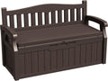Greesum 80 Gallon Outdoor Storage Bench Deck Box with Cushion, Brown