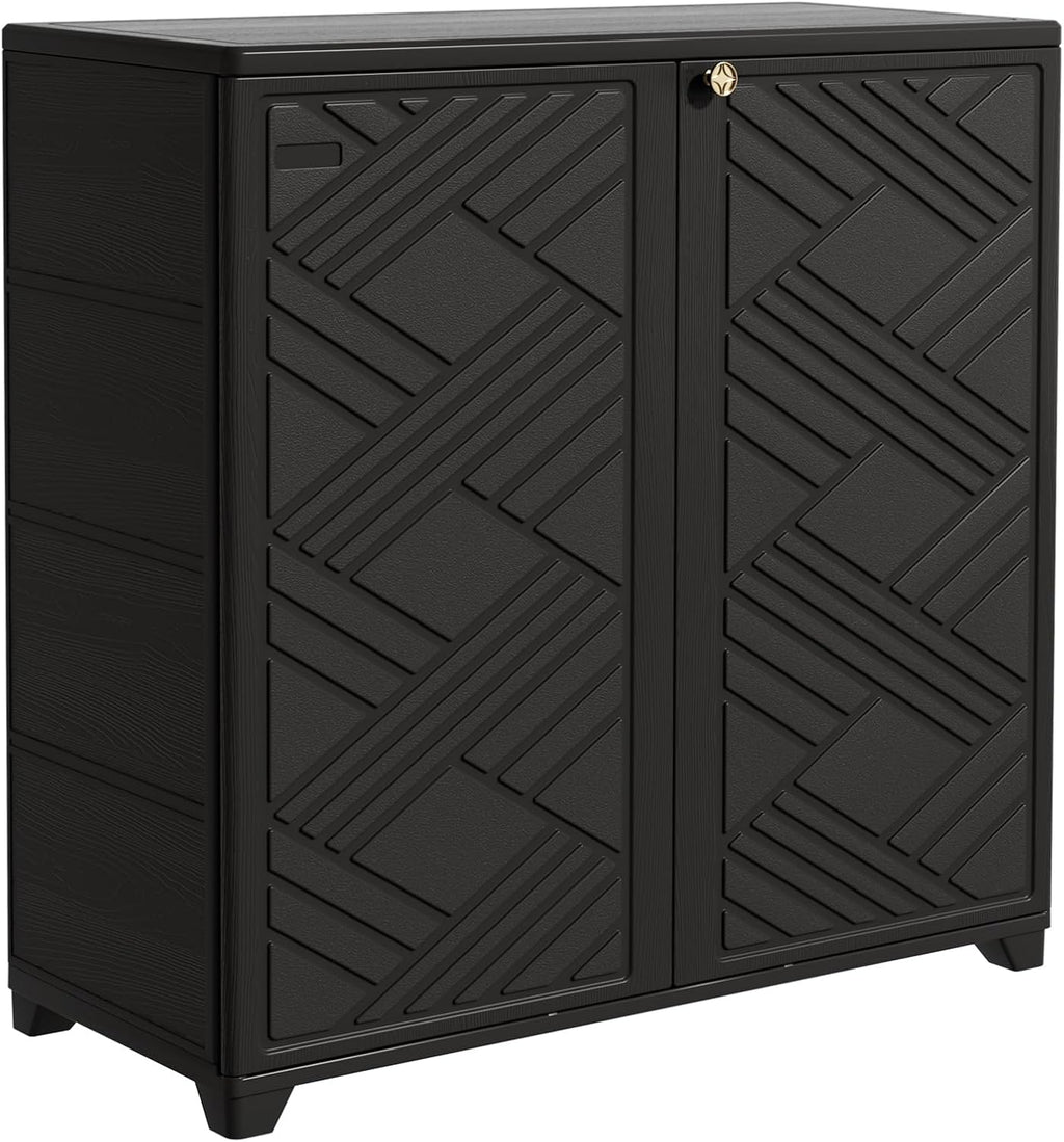 Mrosaa Storage Box Outdoor Caninet,Resin Indoor Storage Box Waterproof Outdoor Storage Cabinets for Patio/Garden/Backyard