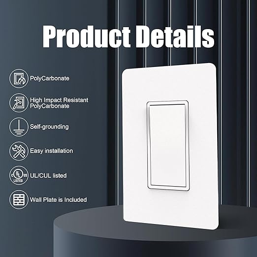 ThunderWay 3 Way Matte White Light Switch (30 Pack)