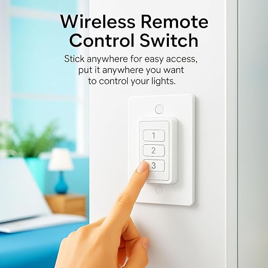 LoraTap 656ft Wireless Wall-Switch: Remote Control Outlet 3 Pack — Lights &