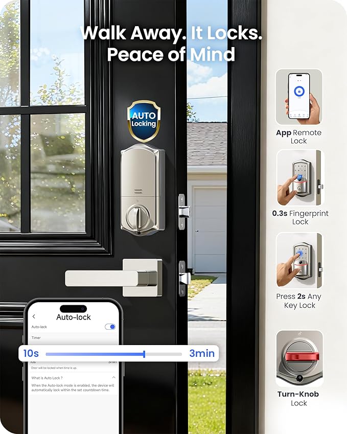 Veise VE027-H Built-in Wi-Fi Fingerprint Smart Deadbolt Lock
