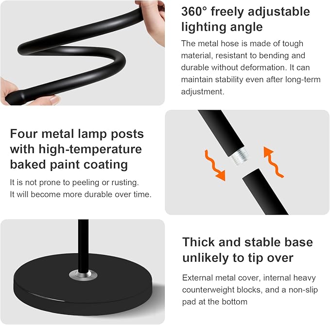 dujunlinghang Bright LED Eye-Protecting Reading Floor Lamps Touch and Remote