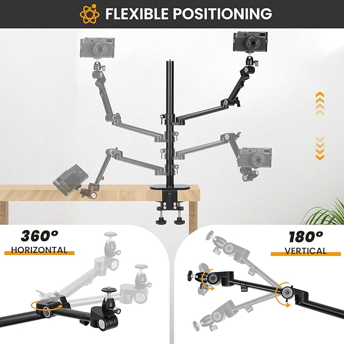 TARION Camera Arm Desk Mount: Heavy Duty DSLR Desktop Mount Camera Stand