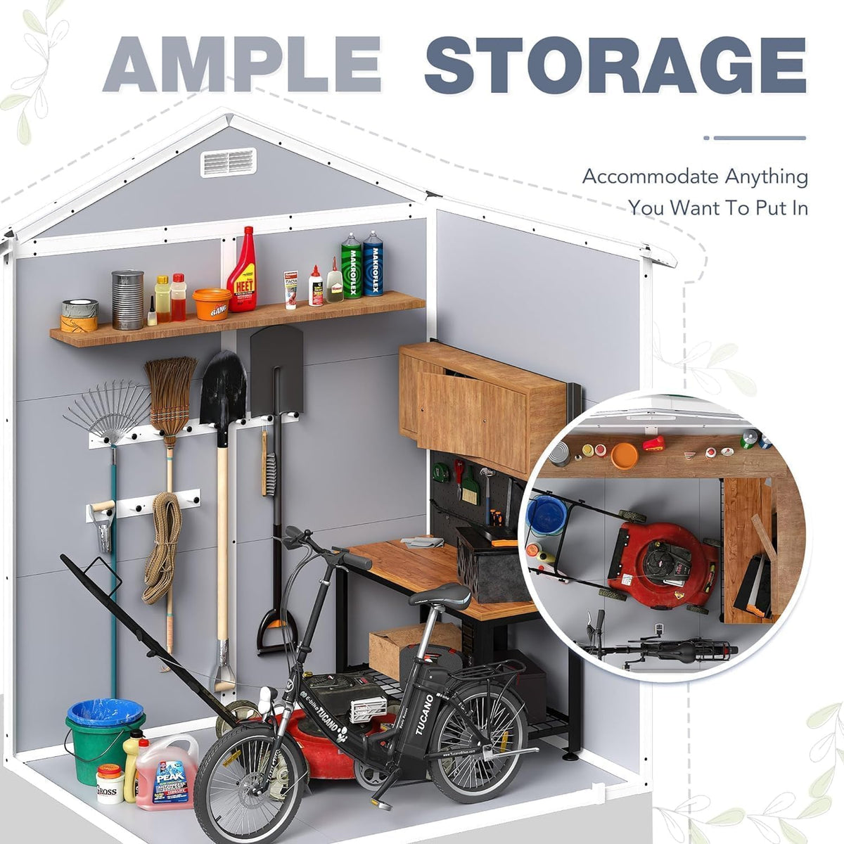 devoko 6 x 4 ft resin outdoor storage, close-up detail