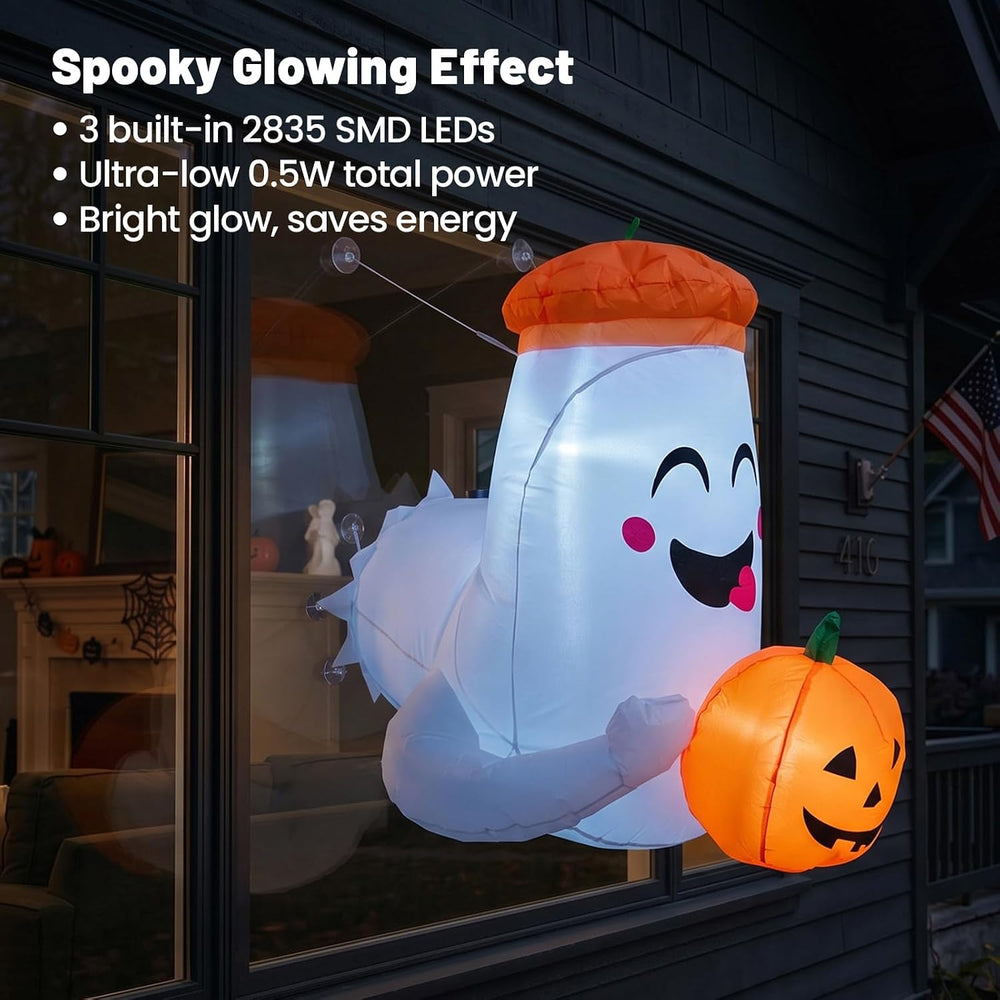 DUNCHATY Halloween Inflatable Window Ghost 1 Pack - 3D Smile Crasher