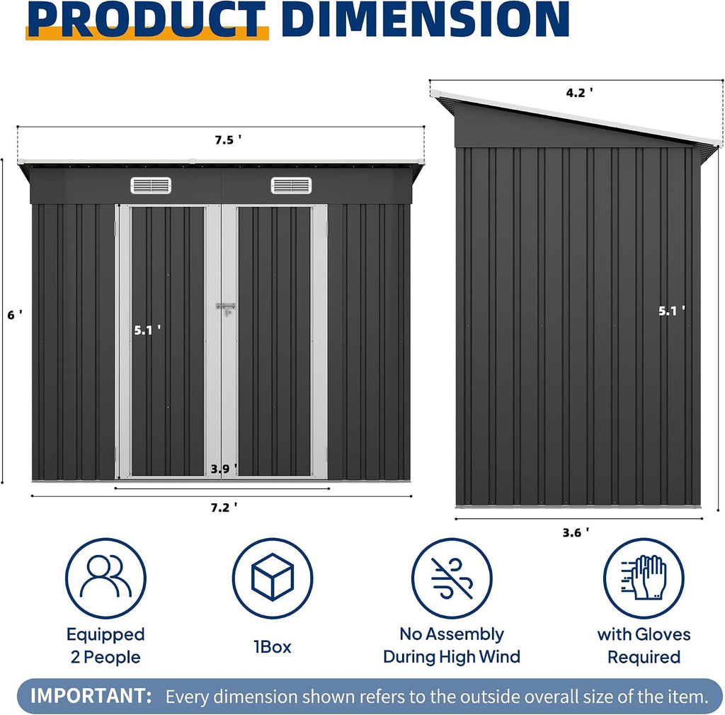 udpatio storage shed, 8x4 ft metal sheds &, close-up detail
