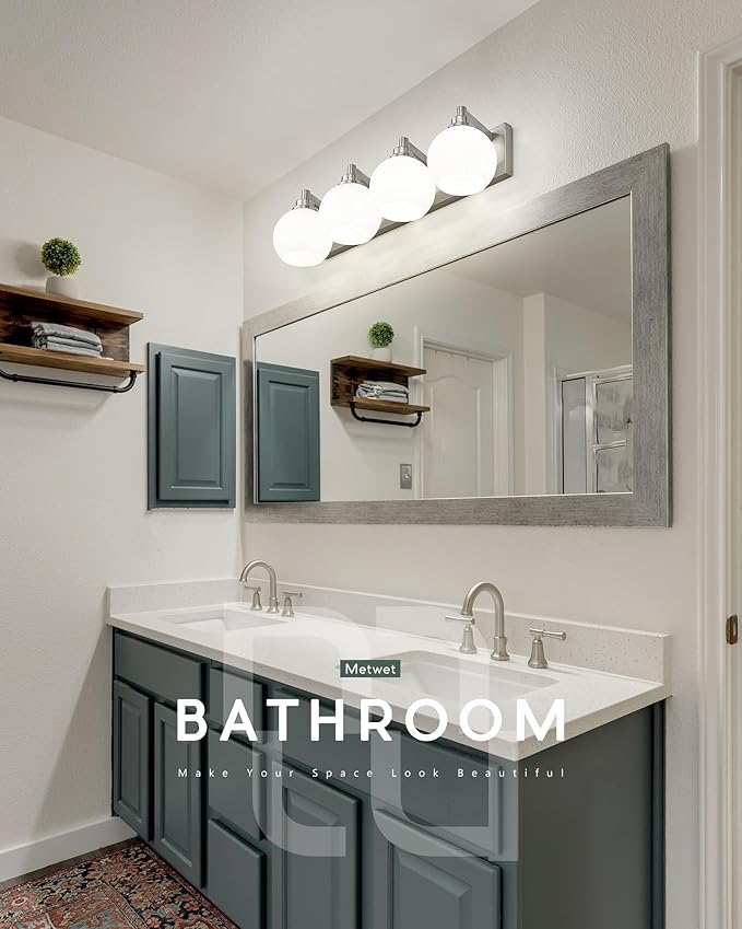 METWET Bathroom Light Fixtures, 4 Light Brushed Nickel Vanity Light, 26 Inch