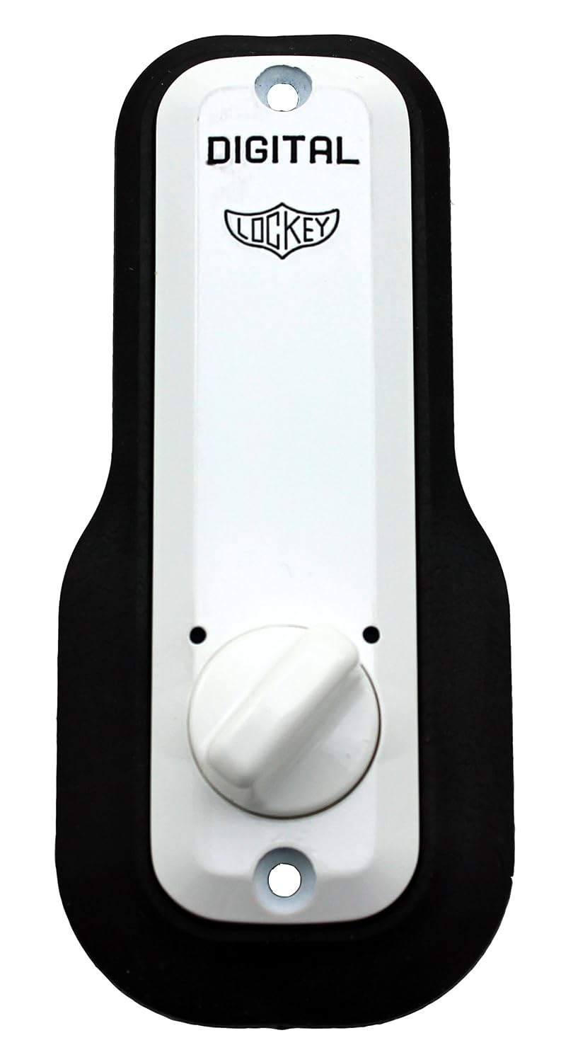 digital door lock m210 mechanical keyless deadbolt, white shown in use