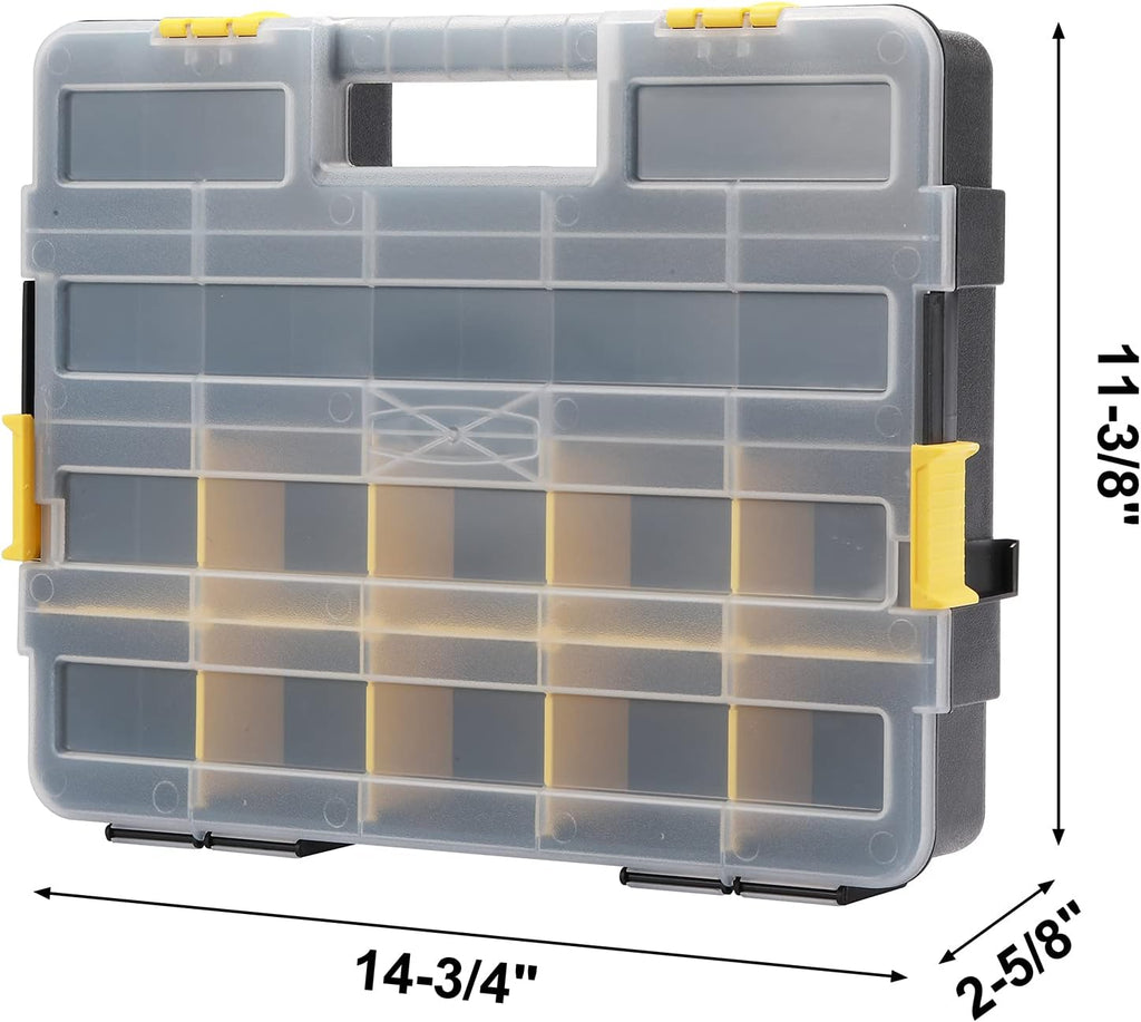 mayouko stackable plastic toolbox organizer, interlocking small parts, close-up detail