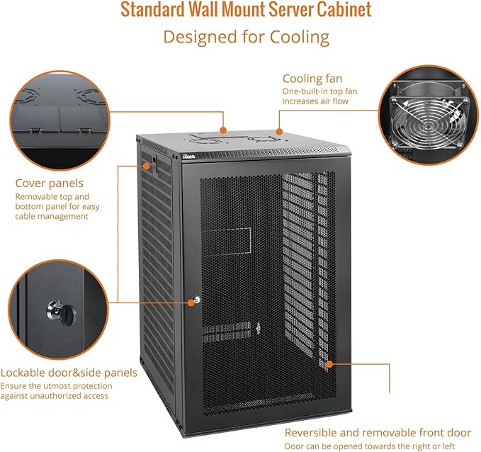 Tecmojo 18U Wall Mount Rack Network Cabinet