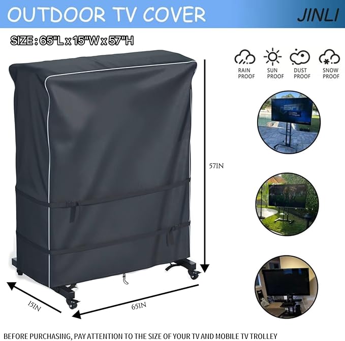 JINLI 65-70 inch outdoor TV trolley cover, courtyard TV cover, Oxford fabric