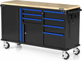WORKPRO 62" x 20" Rolling Tool Chest, 7-Drawer & 2-Door, Blue & Black