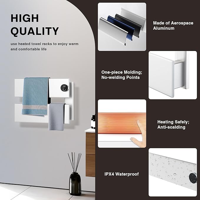 K&KALONZO Electric Towel Warmer, 18.35" W x 14.6" H Wall-Mounted Towel Heater