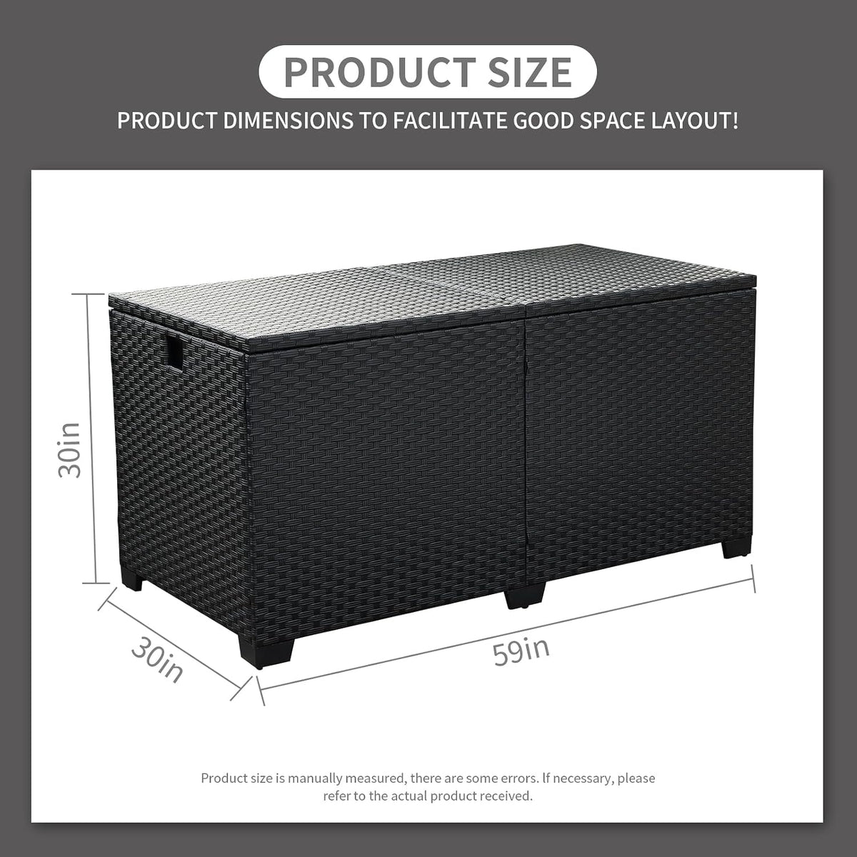 rattaner 180 gallon outdoor storage box large patio showing dimensions