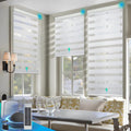 DENFOON Motorized Zebra Blinds, Solar Powered Dual Layer Automatic Shades