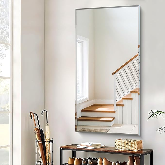 CILIBER Beveled Bathroom Mirror, 30x60 Large Frameless Mirrors