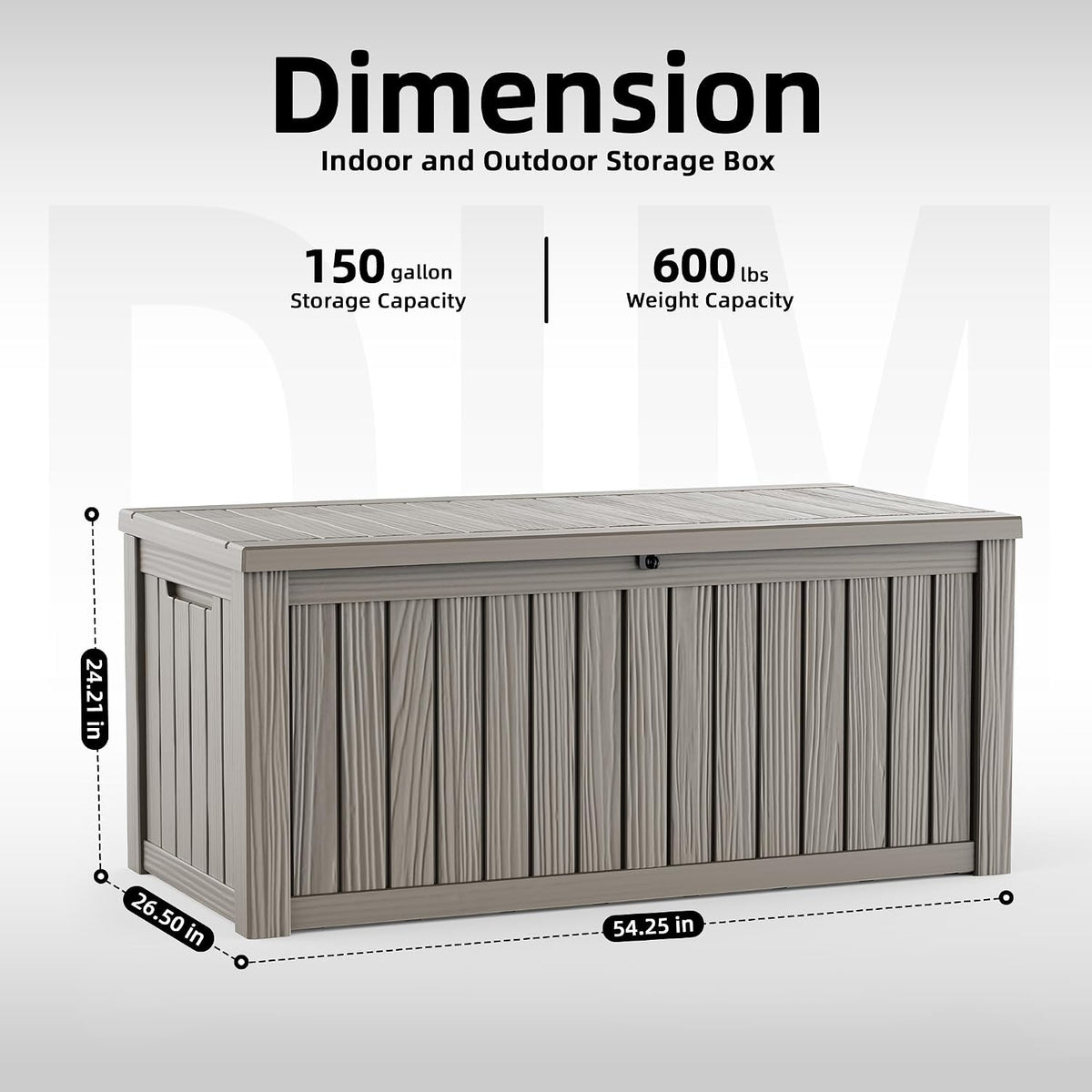 150 gallon outdoor storage box waterproof, resin lockable shown in use