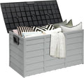 75 Gallon Outdoor Deck Storage Box, Patio Resin Deck Storage Container, Store Cushion and Sundry Things (Grey)