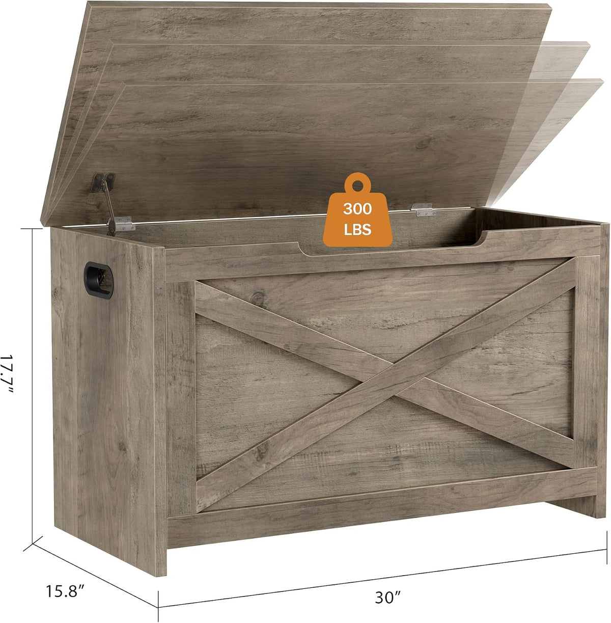garveehome 30 in storage chest, wooden storage bench, close-up detail