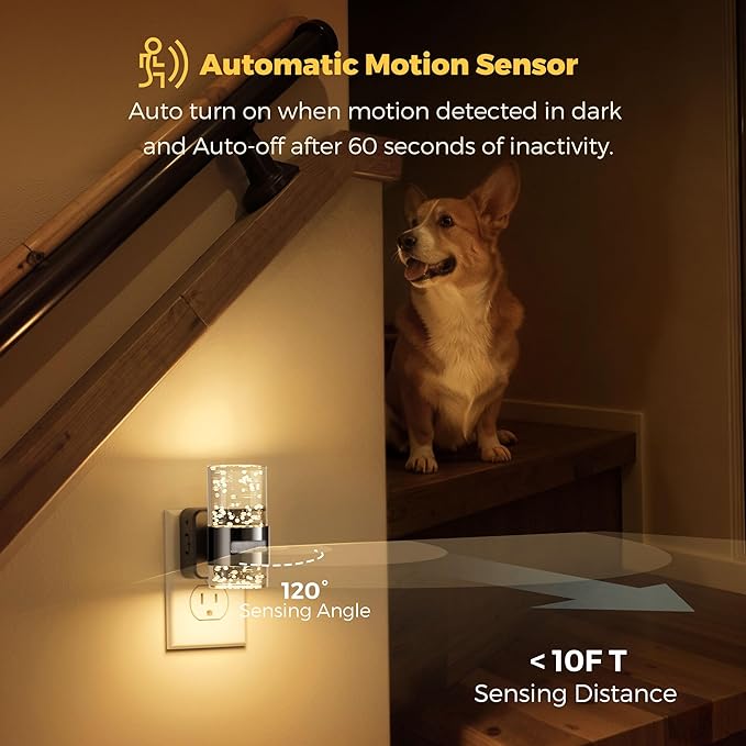 L LOHAS LED Motion Sensor Night Light, Dimmable Night Lights Plug into Wall