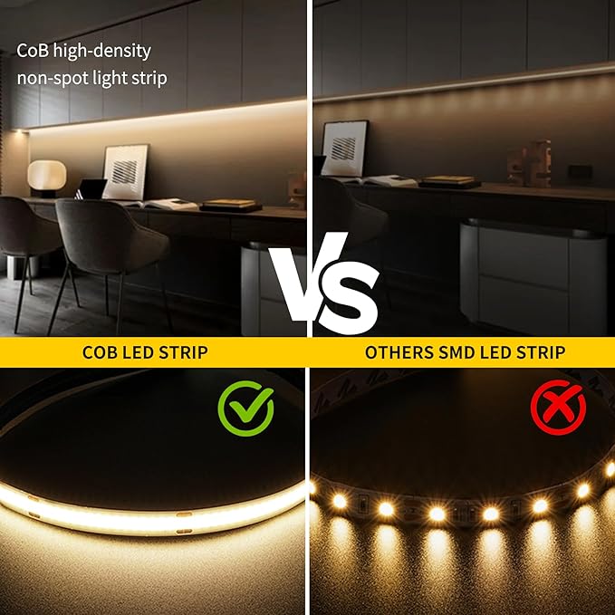 Pandery COB LED Strip Lights Natural White, 24V Dimmable led Light Strip KIT