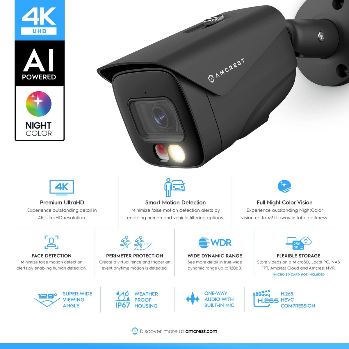 amcrest ultrahd 4k (8mp) ip poe ai camera shown in use