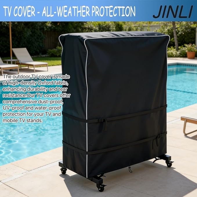JINLI 65-70 inch outdoor TV trolley cover, courtyard TV cover, Oxford fabric