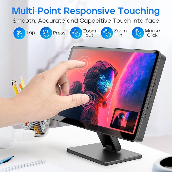 Touch Screen Monitor with Case, ROADOM 10.1’’ Raspberry Pi Screen, IPS FHD