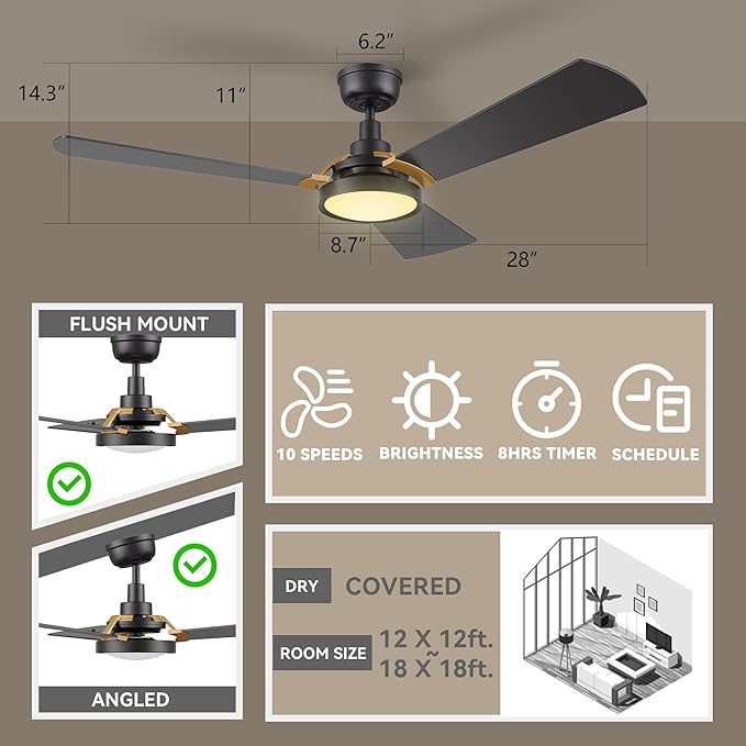 SMAAIR 56 Inch Smart Wifi Ceiling Fans