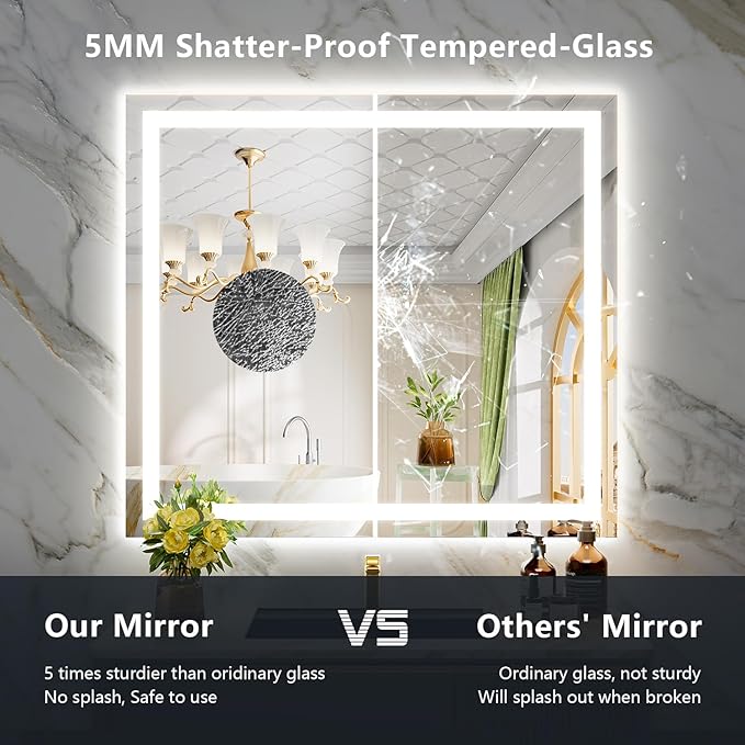 YEELAIT 40x36 Inch LED Bathroom Mirror