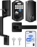 TEEHO TE012W-H WiFi Fingerprint Door Locks for Front Door, Matte Black