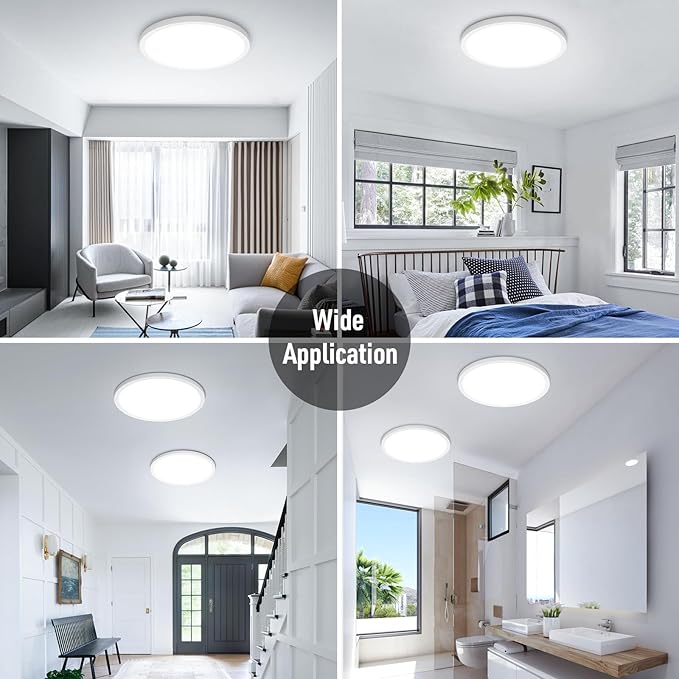 SunRider LED Flush Mount Ceiling Light Fixture, 6000K Cool White, 12 Inch 24W