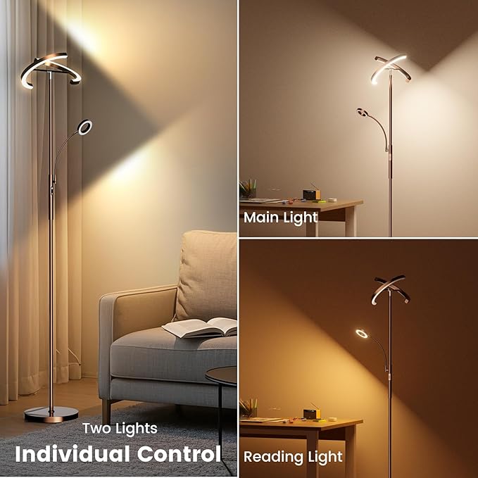 SIBRILLE 2-in-1 Brown LED Floor Lamp
