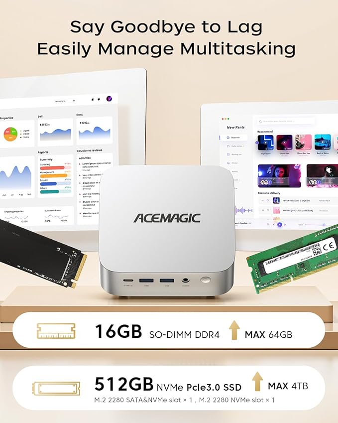 ACEMAGIC Kron Mini K1 Mini Gaming PC, Core i5-12600H Mini Computers, 16GB DDR4