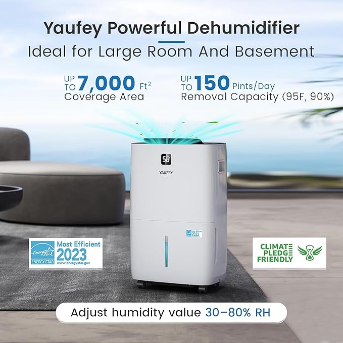 Yaufey 150 Pints Energy Star Dehumidifier