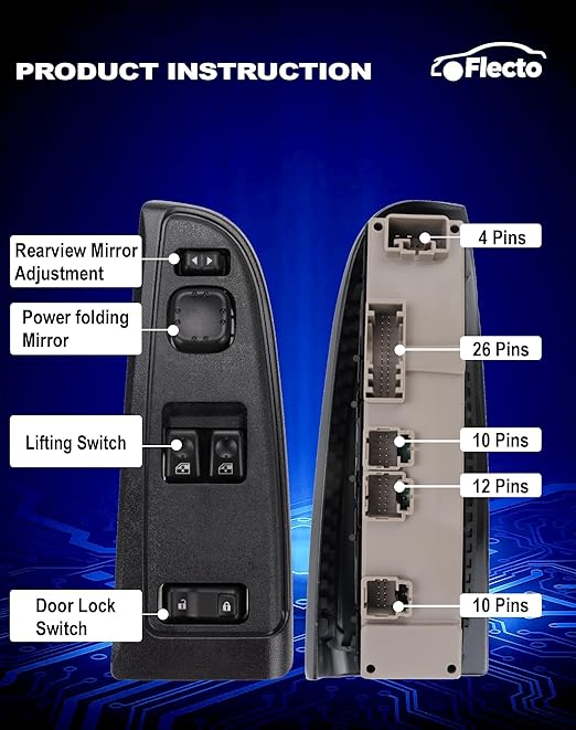 Flecto Master Power Window Switch Driver Side 15883318