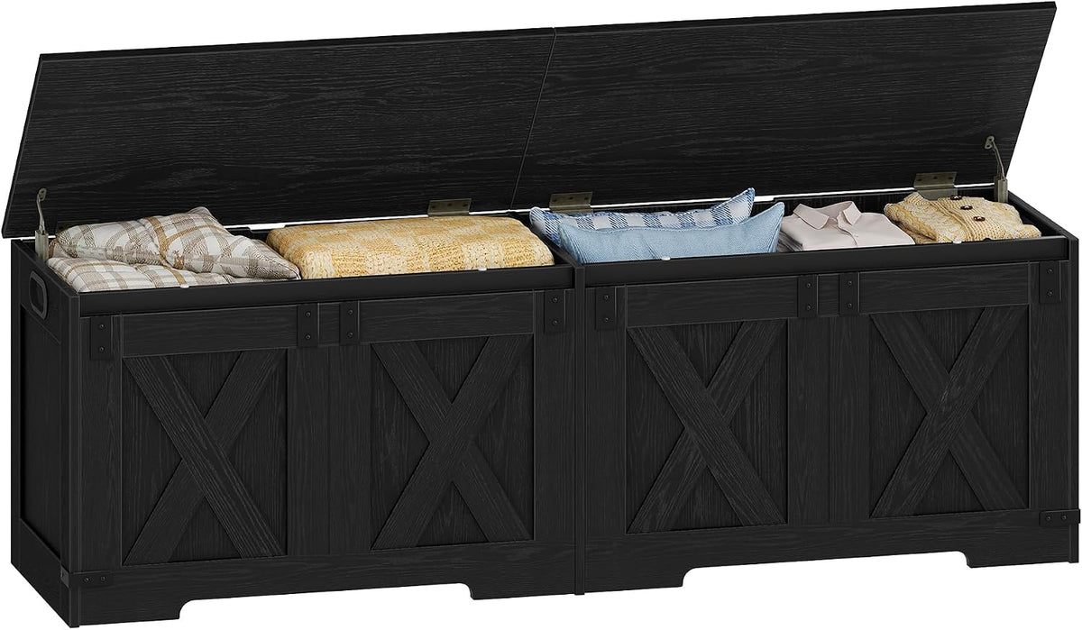 Hzuaneri 59" Rustic Storage Chest and Bench | 70 Gal | 330lb Seat