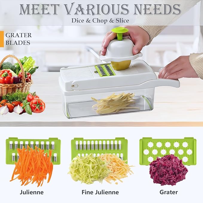 Pro-Series 20-in-1 Vegetable Chopper, Dewpeton Mandoline Slicer, Veggie Chopper