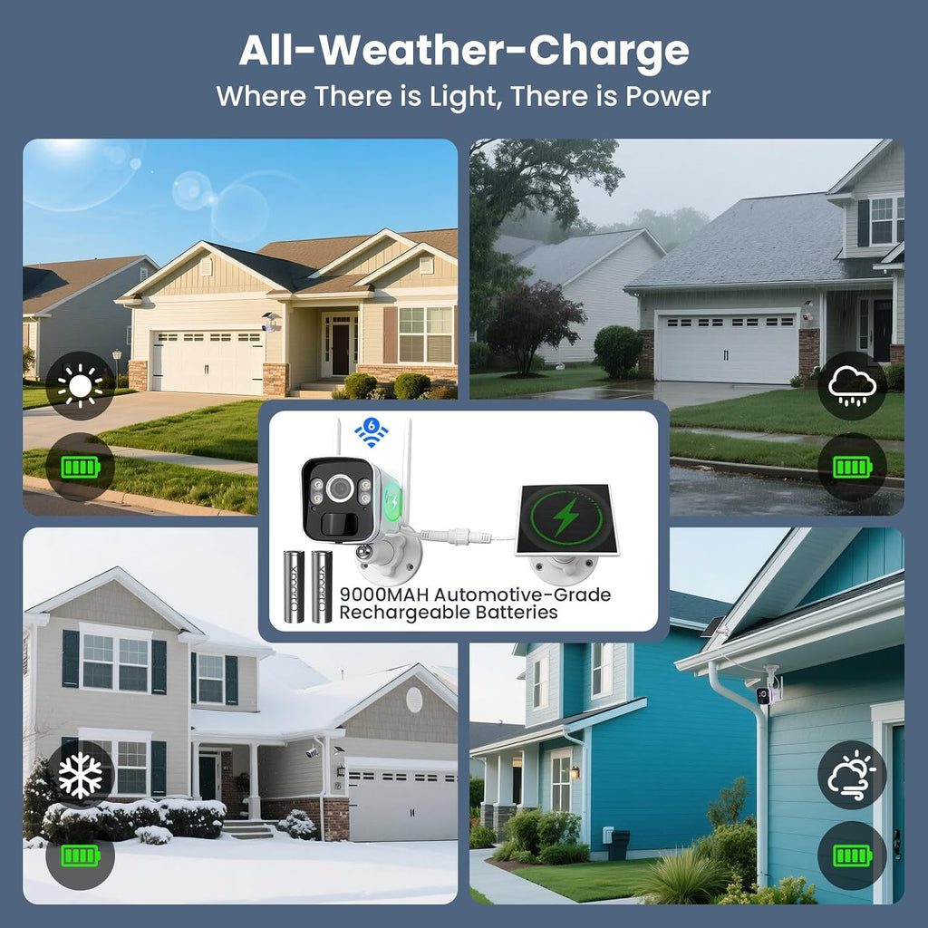 xmarto 2-pack solar security cameras wireless outdoor, 4mp, side view