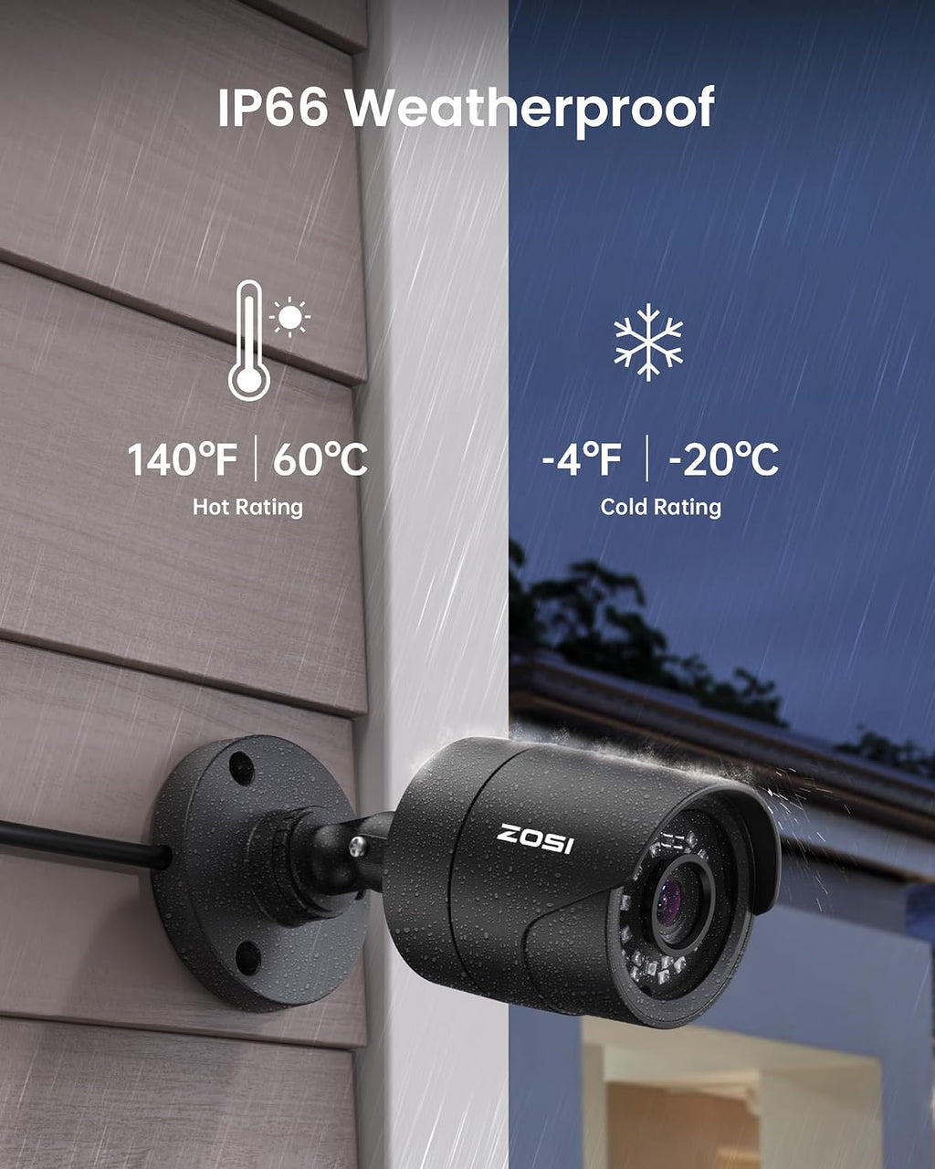 zosi 3k lite wired security camera system, 4, side view
