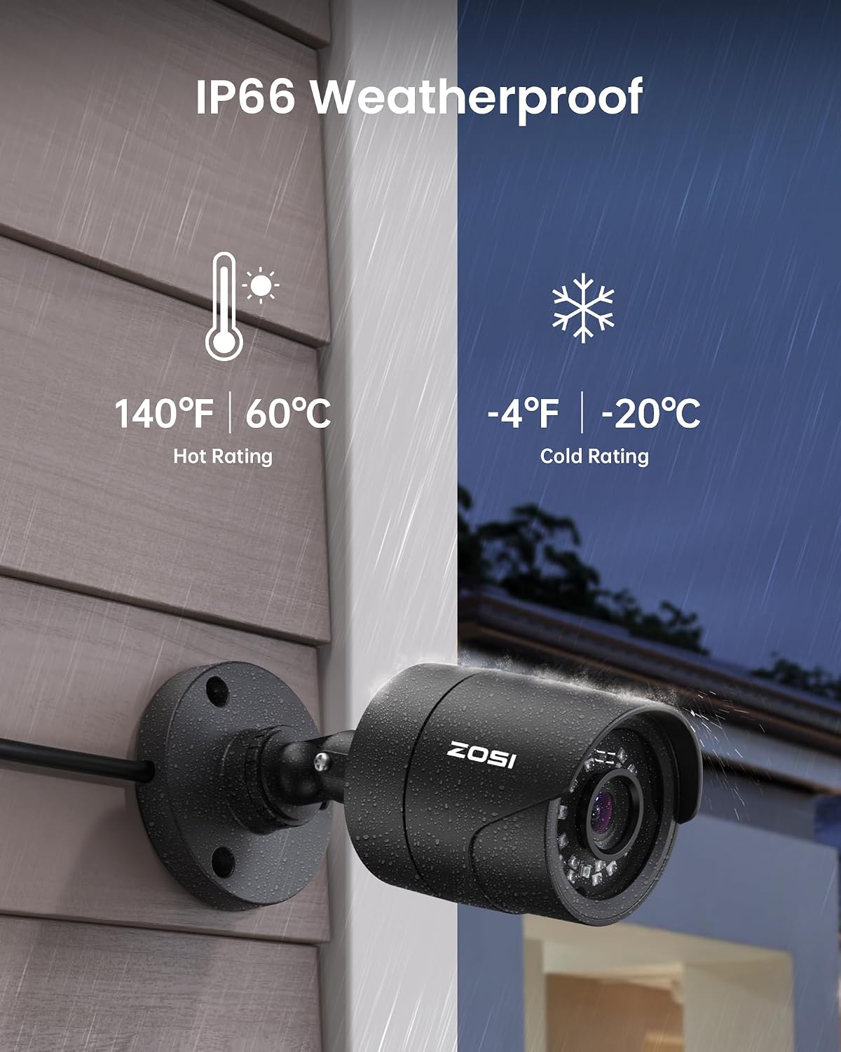 zosi 3k lite wired security camera system, 4, side view