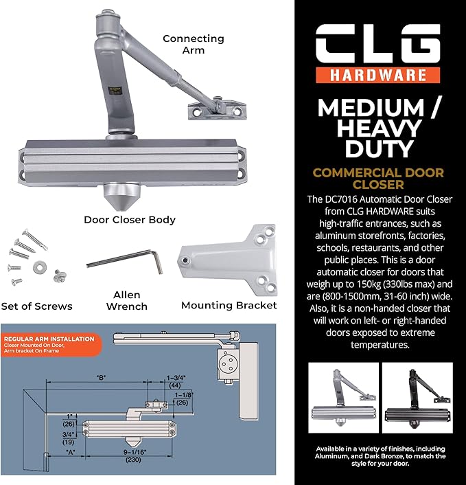 CLG HARDWARE Medium/Heavy Duty Commercial Door Closer DC7016