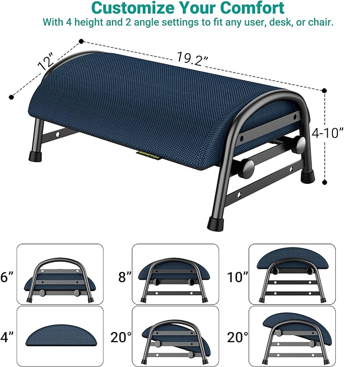 YEASHEIN Adjustable Foot Rest for Under Desk at Work, Ergonomic Under Desk