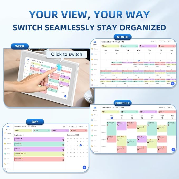 Calendar Digital 10.1 Inch, Digital Frame Combined Smart Touch Screen